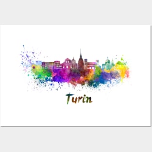 Turin skyline in watercolor Posters and Art